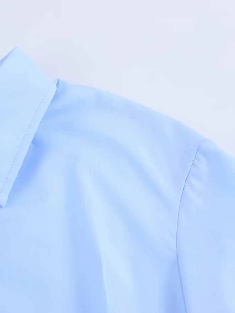 European and American style womens spring fashion Versatile waist button decoration Oxford collar shirt top 250319