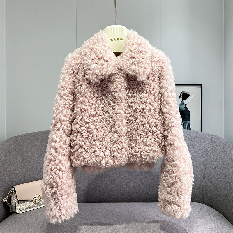 Shepherd Roll 2024 Lamb Hair Short New Winter Cotton Thick Fashion Leather Coat