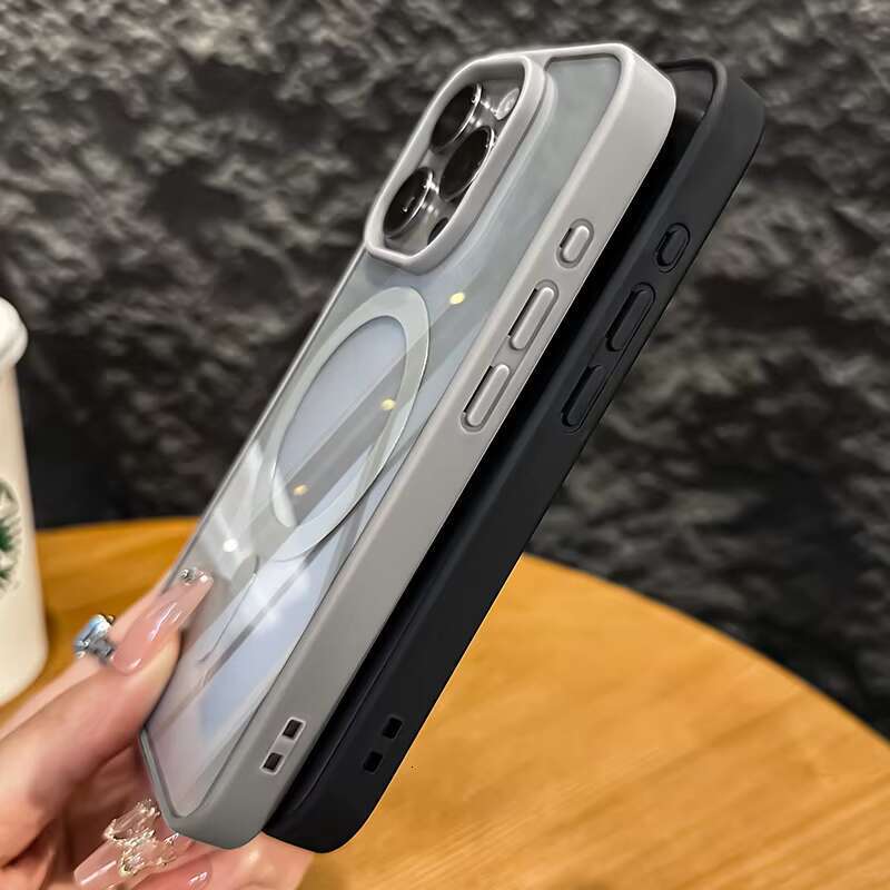 Shockproof Clear Transparent Phone Case for iPhone 12 13 14 15 16 Pro Max Wireless Charging Magnetic Back Cover Funda