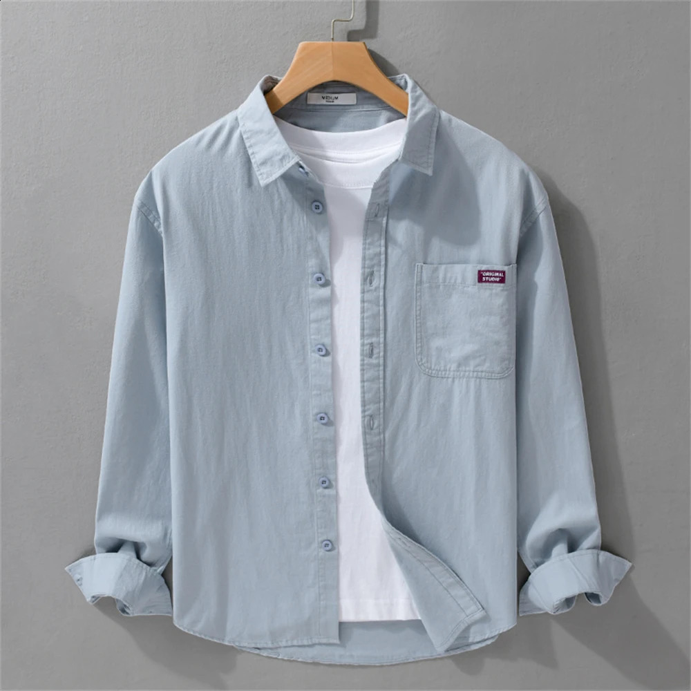 Cotton mens long sleeved soft top for spring and autumn casual wear 250317