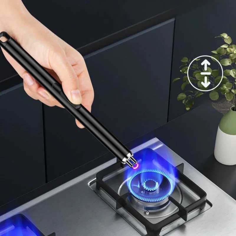 Electric Arc BBQ Lighter USB Rechargeable Lighters Windproof Flameless Plasma Ignition Long Gas Lighter Gas Stove Candle LighterC250318