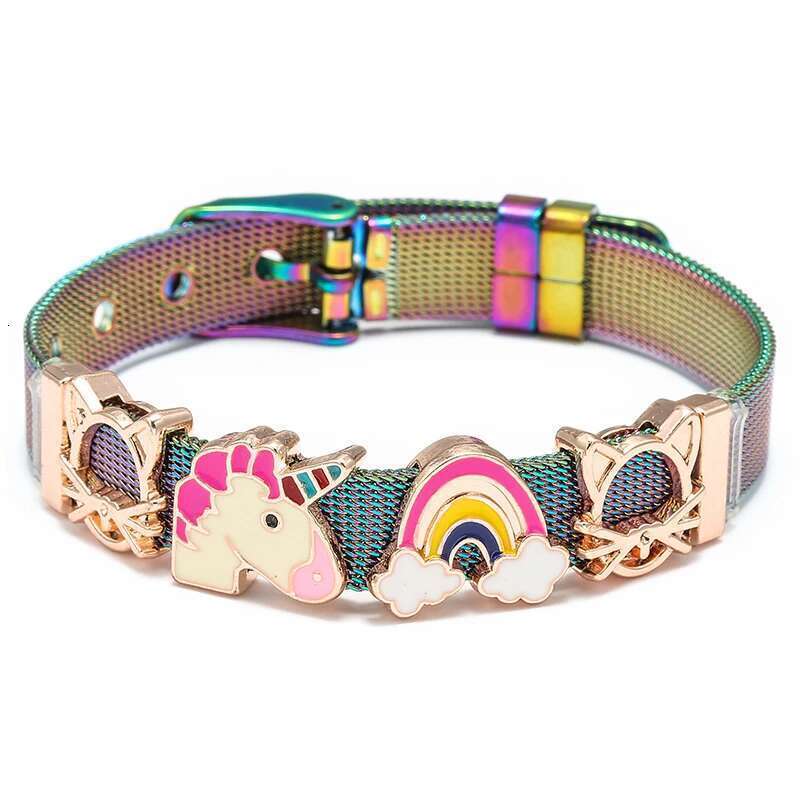 2024 Spring New Stainless Steel Mesh Bracelet for Women Slide DIY Charms Bracelets Bangles Lover Colorful Jewelry Gifts 2021 New
