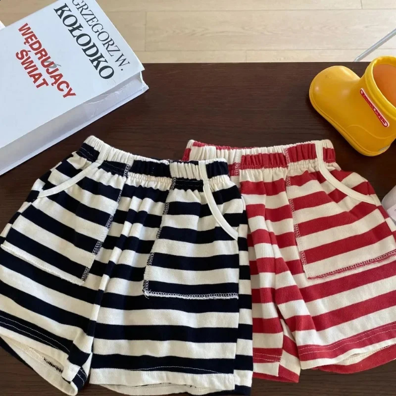 Childrens Summer Pants Loose Striped Pure Cotton Soft Breathable baby shorts for boys clothes 4yrs to 12yrs 250319