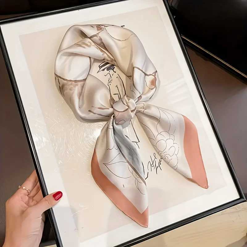 27.5-inch printed square scarf simulating silk smooth neck scarf elegant style sunscreen packaging X250319