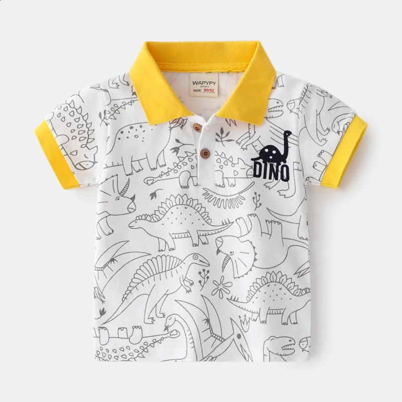 Boys Summer Polo T Shirts Animal Cartoon Printed Polos Tops Kids T-shirts for 1 2 3 4 5 6 7 Years Childrens Clothes Kid Tees 250319