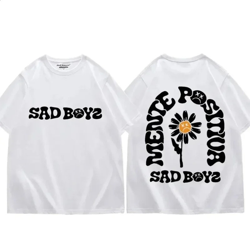 Young singer H Sad childrens Flores fun Tshirt Moda fashion womens cotton premium round neck loose Y2k 250319