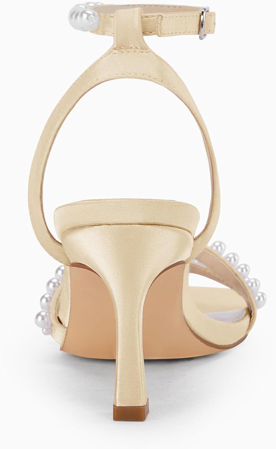 2025 New Designer sandals Women's pearl kitten high-heeled sandals square toe formal sandals ankle strap satin wedding party summer sandals