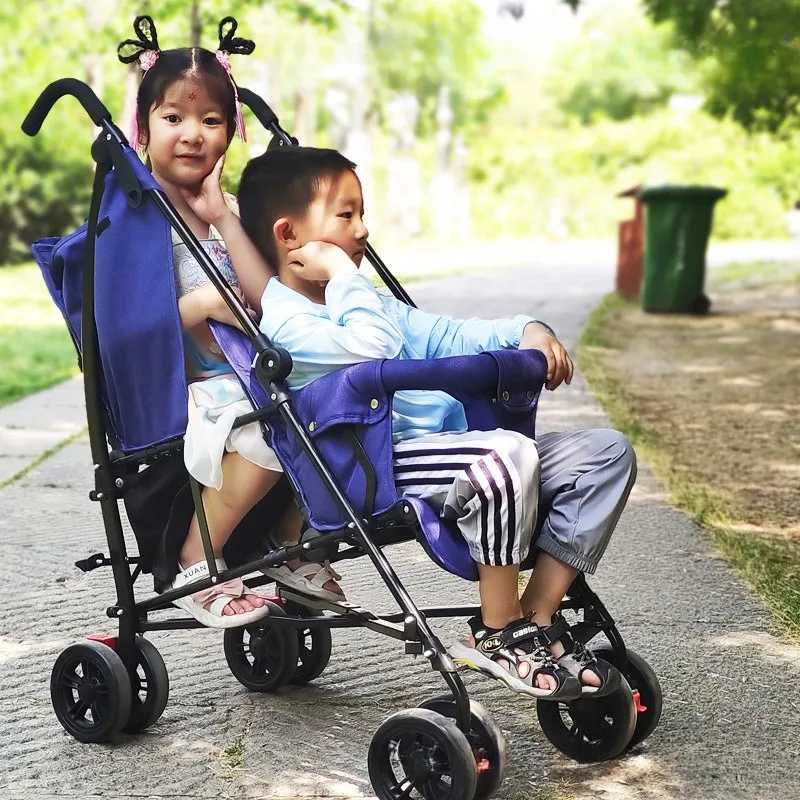 New front and rear double seat baby stroller detachable and washable lightweight foldable double seat baby stroller Z250319