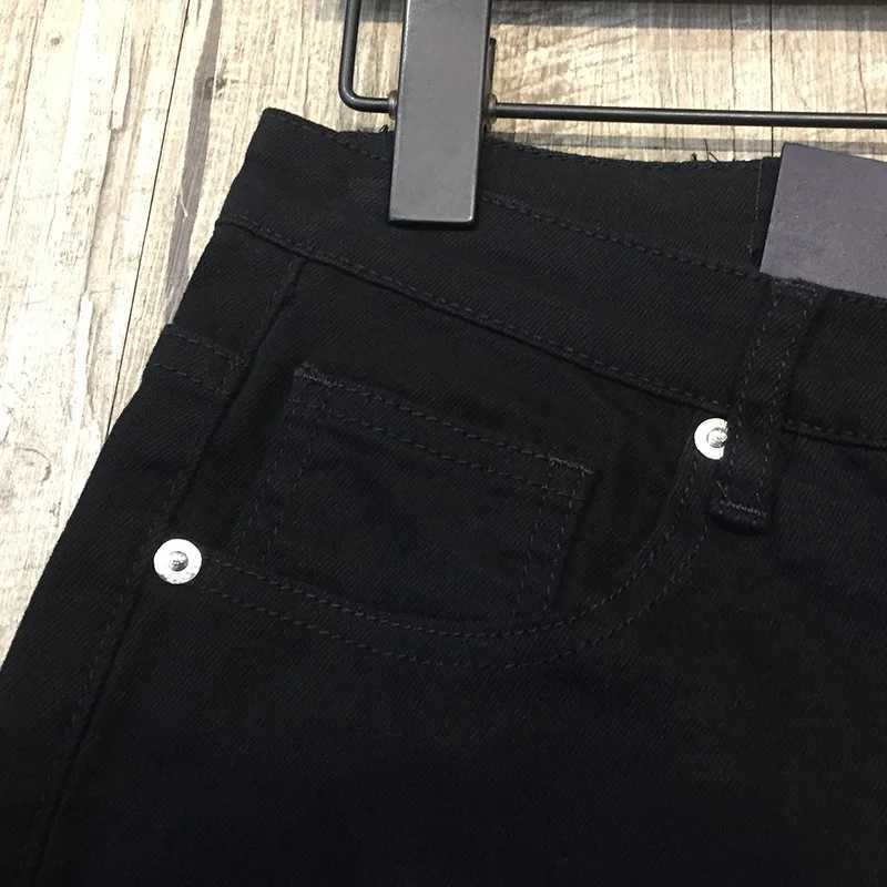 2024 New Summer Fashion Denim Shorts Mens Slim Straight American Street Trend Casual All-Match Cropped Pants W250319