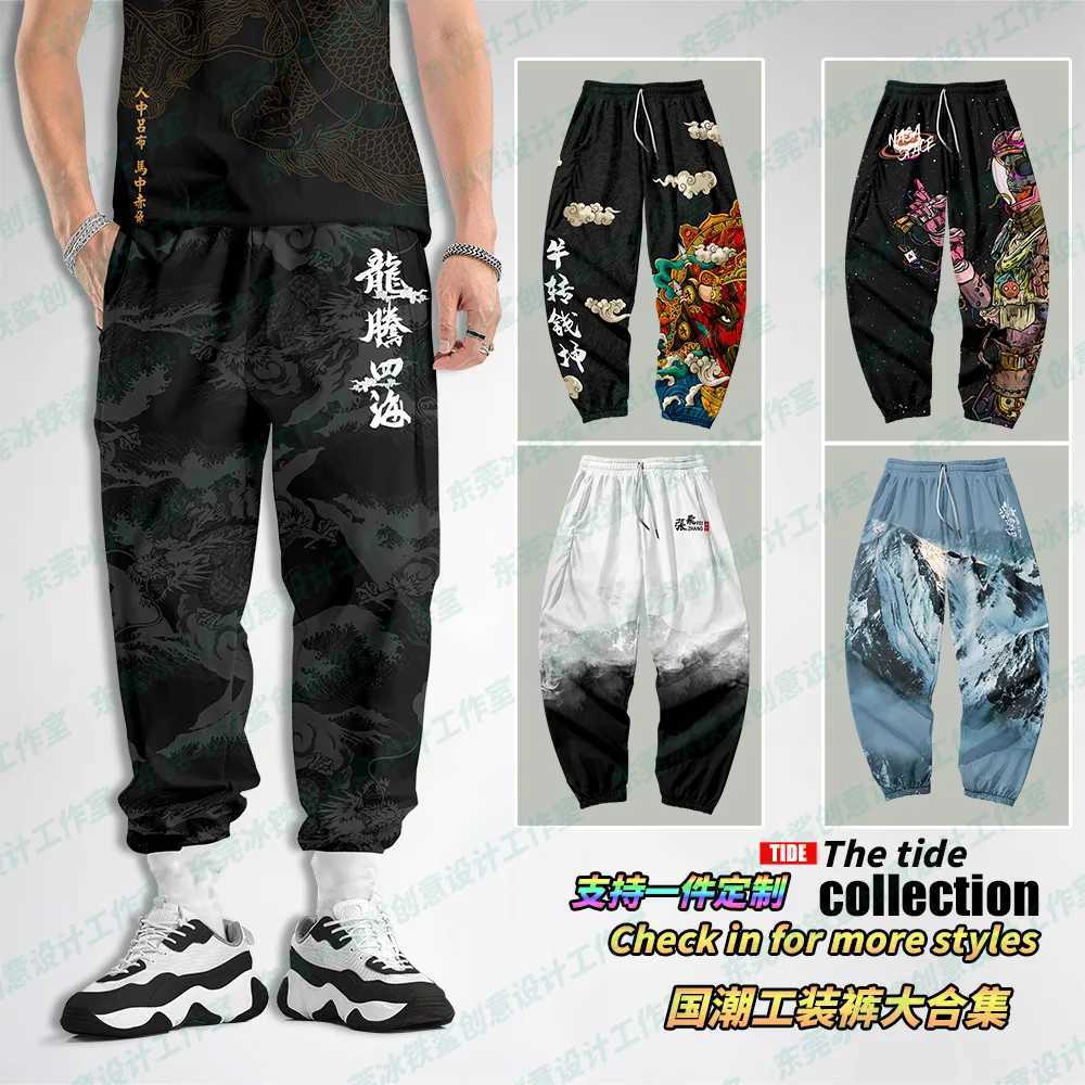 Japanese Style Anime Sweatpants Men Multi Pocket Long Cargo Pant Harajuku Jogger Trousers Streetwear Pants Plus Size 4XL 5XL 6XL X250319