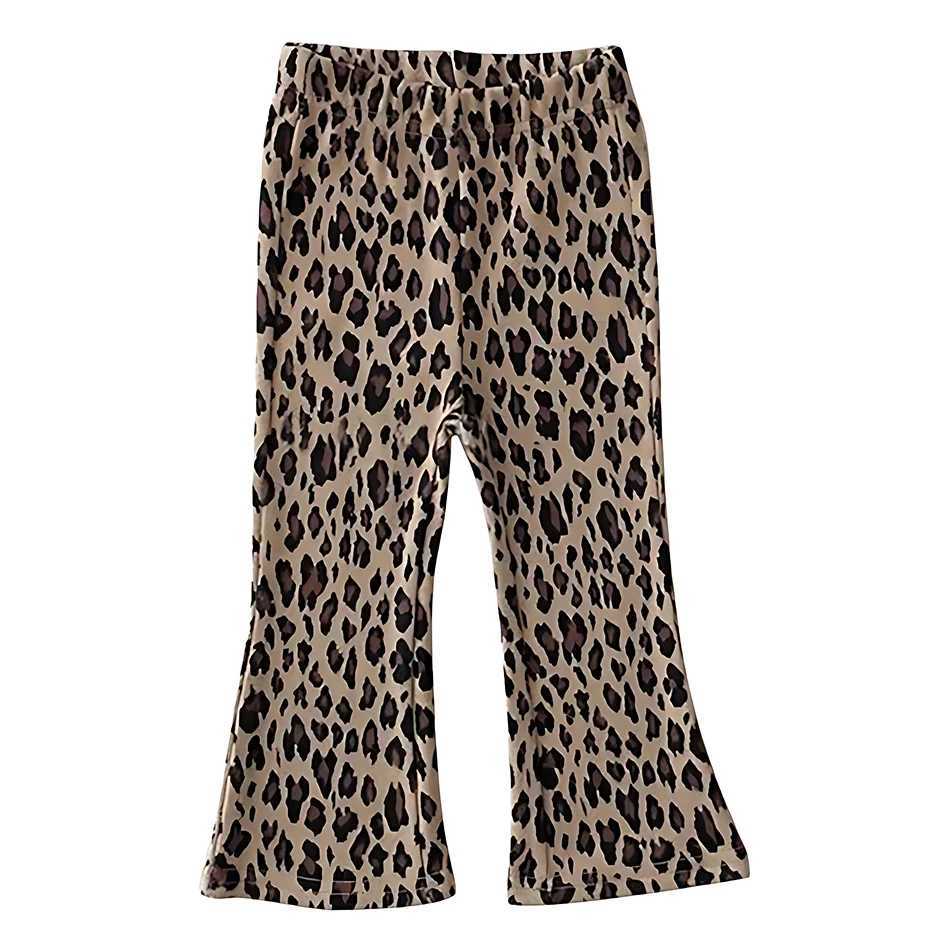 Autumn Spring Capri Girls Fashion Leopard Dots Plaid Flared Pants Fashion Childrens Long Trouser for Little PrincessT250318
