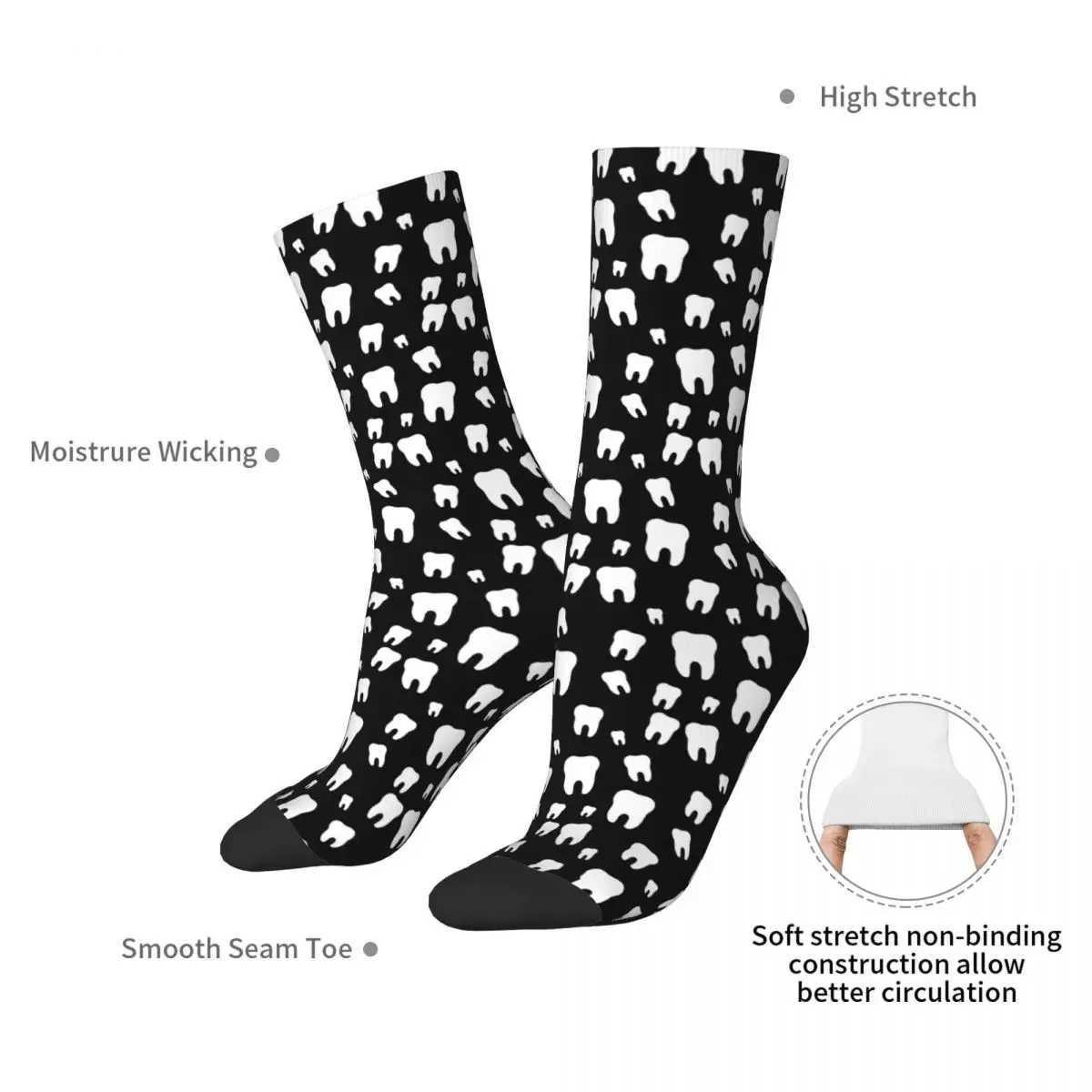 Teeth pattern socks Harajuku sweat absorbing stockings seasonal unisex birthday gift accessories X250319