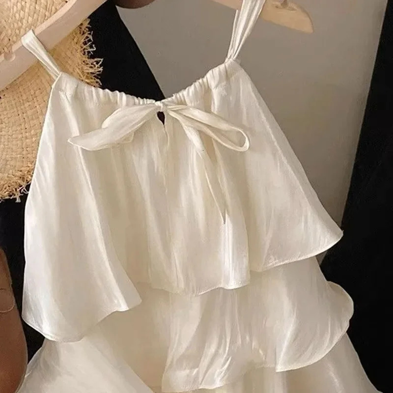 Summer Style Baby Girls Sweet Dress Korean Fashion Childrens Clothing Kids Girls Ruffled Edge Small Fresh Suspender Dress 250318