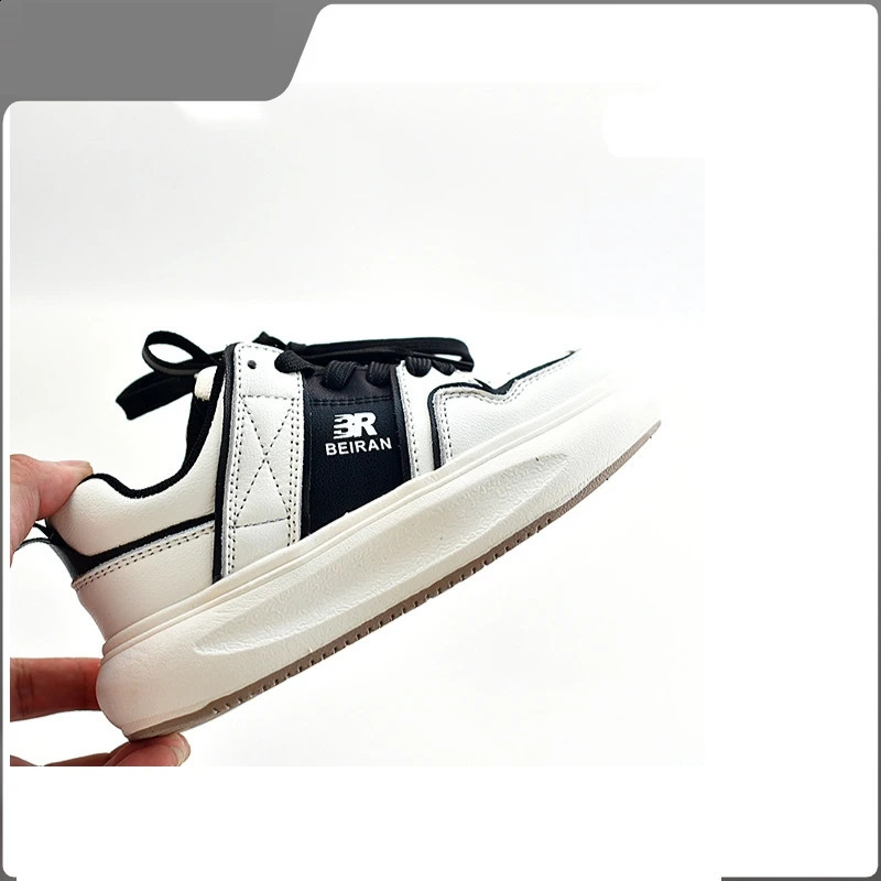 Autumn Genuine Leather Kids Skate Shoes Spring Outdoor Sports Boys Clunky Sneaker Non-slip Cushioned Sole Girls Casual Shoes 250319