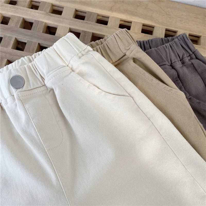 Boys Cotton Workwear Pants Elastic Waistline Trousers Autumn Outer Sport Casual Loose Comfortable Pant Children Fashion ClothesT250318