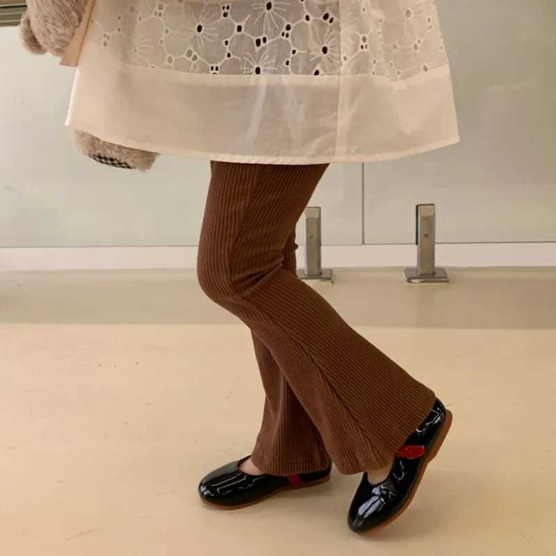 2024 Fashion Childrens Girls Ribbon Flash Pants Spring and Autumn Elastic Legs Ultra Thin Solid Color Trouser Casual Pants 3-8YT250318