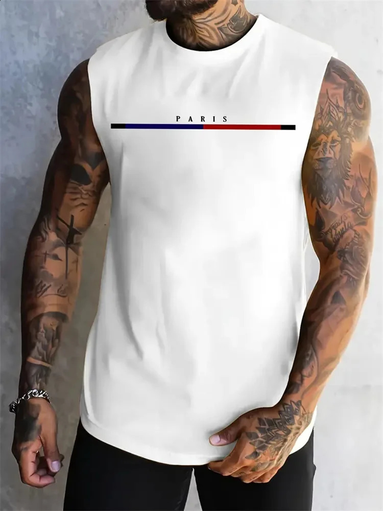 Summer Trend Mens Pull-Over Crew Neck Vest Mesh Fitness Breathable Vest Blazer Mens Quick Drying Sweat Absorption T-Shirt 250319