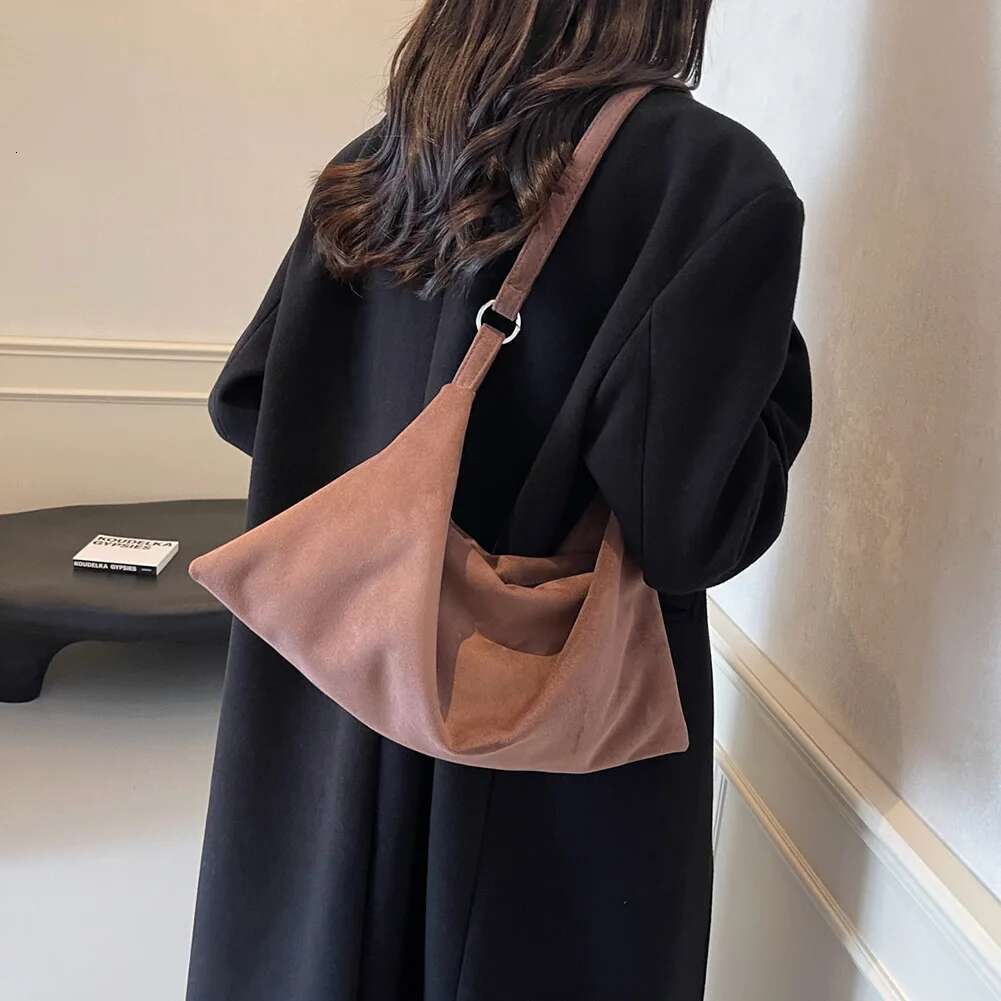 Women Tote Shoulder Bag Large Capacity Faux Suede Handbag Retro Casual Ladies Satchel For Shopping Travel Work