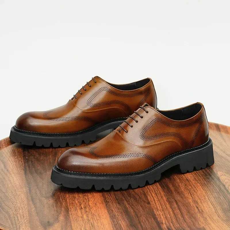 4cm mens dress shoes luxury genuine leather handmade British style elegant high-quality black wedding shoesXJ250319
