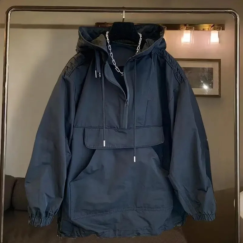 Fashion pocket workwear splicing n sexy hooded sunscreen jacket suitable for men thin style loose Flared clothing 250317