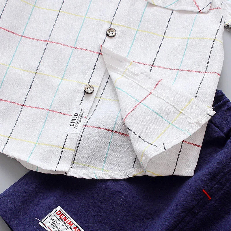 2piece set boys summer short sleeved shirt Korean version childrens clothing baby casual breathable 250319