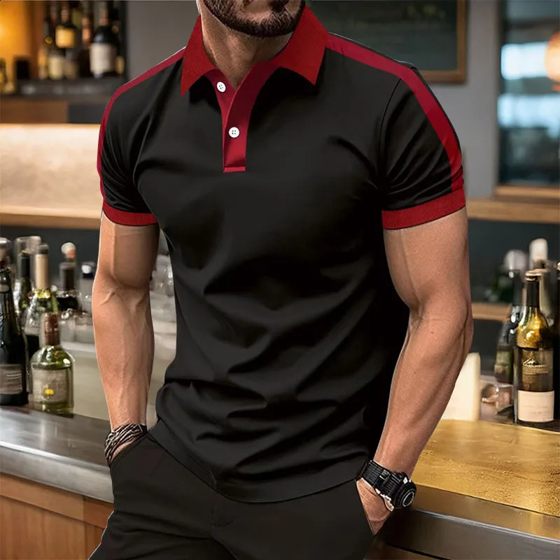 Summer Mens Short sleeved Polo Shirt Business Casual Collar T-shirt Plus Size Breathable Top European and American Plus size 250319
