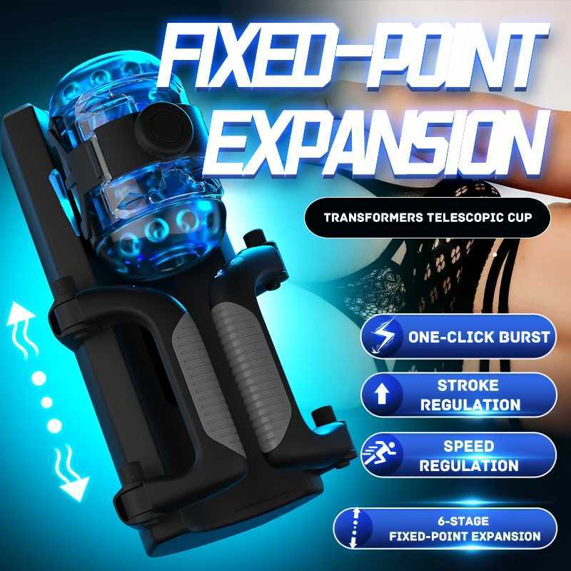 THRUSTING King 12cm 6-section fixed point telescopic male masturbator one click explosive masturbator cup coach sex toyXJ250319