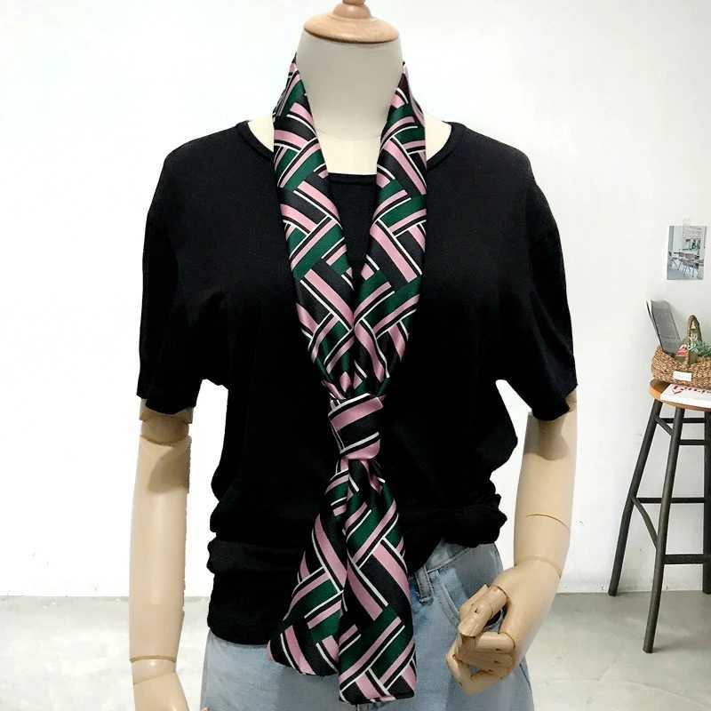 Fashion Small Long Silk Scarf For Women Satin 145X15CM Double-sided Printing Ladies Lcarves Hair Scarf Girls Belt Skinny Scarf X250319
