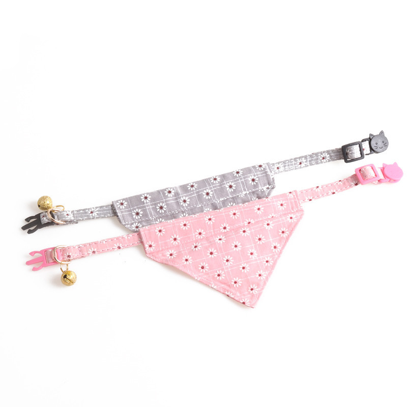 Little Daisy Cat Collar with Bow Bandana - 2 Pack Breakaway Kitten Collar with Removable Bowtie Bell Plaid Cat Bowtie Bandana Collars for Cats Kittens