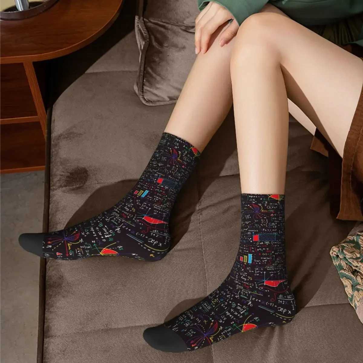 Color mathematical formula socks Harajuku sweat absorbing long socks seasonal unisex birthday gift socks accessories X250319