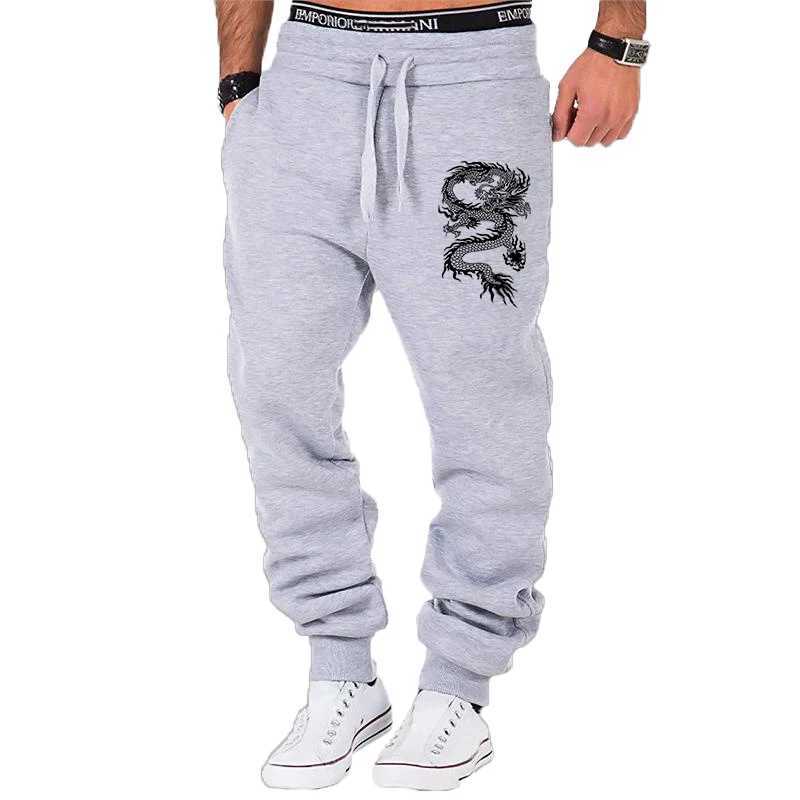 New Fashion dragon print Joggers Men Body Building Gyms Pants Outdoor Casual Sweatpants Sports Fitness Trousers X250319