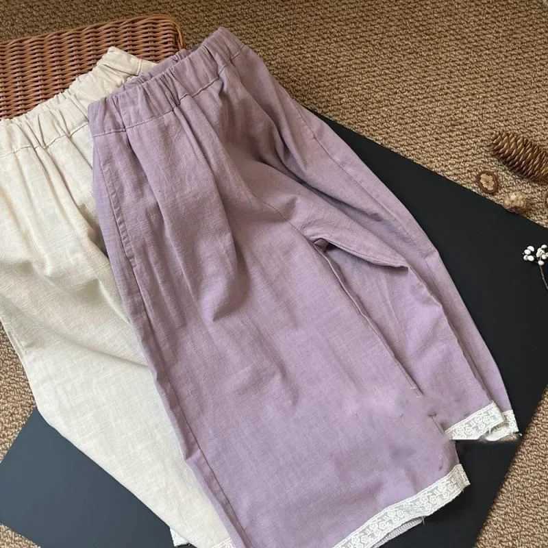Childrens loose wide leg pants girls fashionable cool spring and summer pants baby lace edge fashion Korean version TrouserT250318