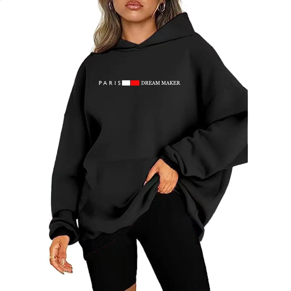 Womens collar super large hoodie pocket fashion trend streetwear classic style lining sportswear 250318