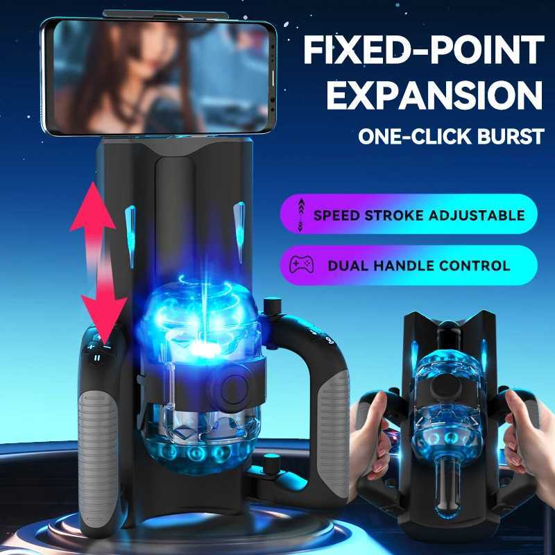 THRUSTING King 12cm 6-section fixed point telescopic male masturbator one click explosive masturbator cup coach sex toyXJ250319