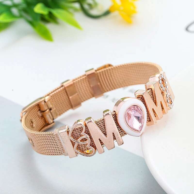 Hot Sale 10mm Infinite Love MOM Beads Stainless Steel Mesh Bracelets DIY Charm Keeper Bracelets For Women Mother Jewelry Gift