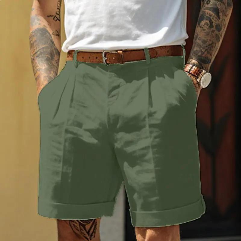Summer Thin Cotton Linen Shorts for Men Japan Vintage Amekaji Casual Loose Half Pants 24ss Solid Slim Fit Casual Beach Wear 250317