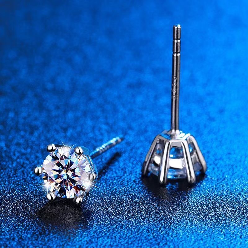 Elegant 1 Carat VS Clarity Diamond Stud Earrings in 10k/14k Gold with Carbon Silica Setting