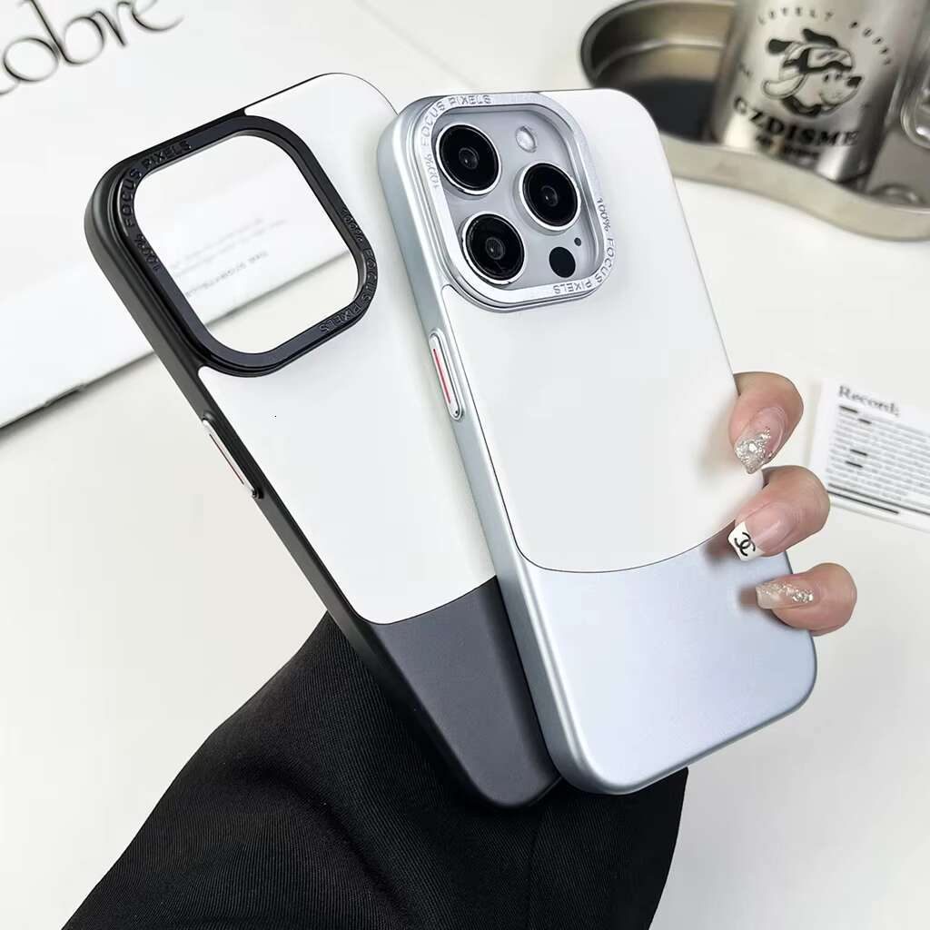 Splicing Flannel Cell Phone Case Ultra Thin Matte Anti Fall Back Cover With Metal Lens for iPhone 16 15 14 13 12 Pro Max