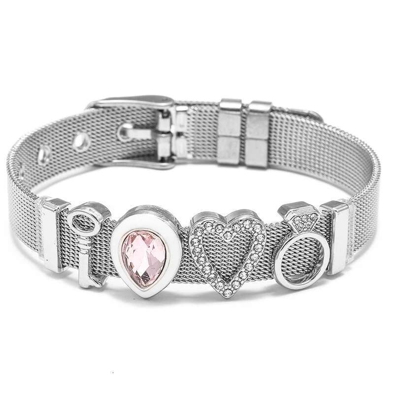 Stainless Steel Crystal Beads Bracelets Original Heart Crown Key Keeper Bracelets Bangles For Women Men Fashion Jewelry Gift