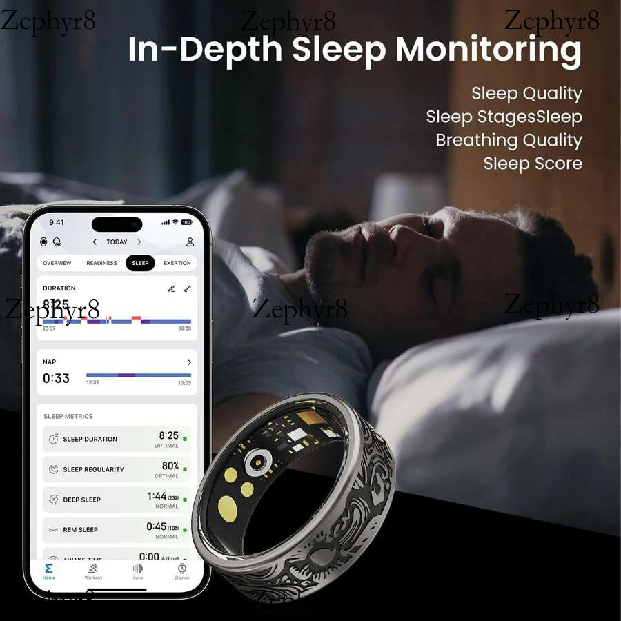 2025 New model smart vintage ring integrates design with modern technology, offering a stylish and practical wearable device.black