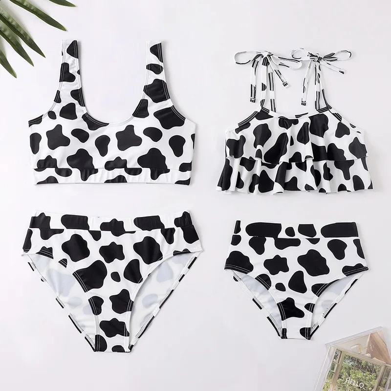 Mother Kids Girls Swimsuit Swimming Clothing Women Beach Bikini Bathing Suit Family Matching Swimwear Mummy Daughter Beachwear 250319