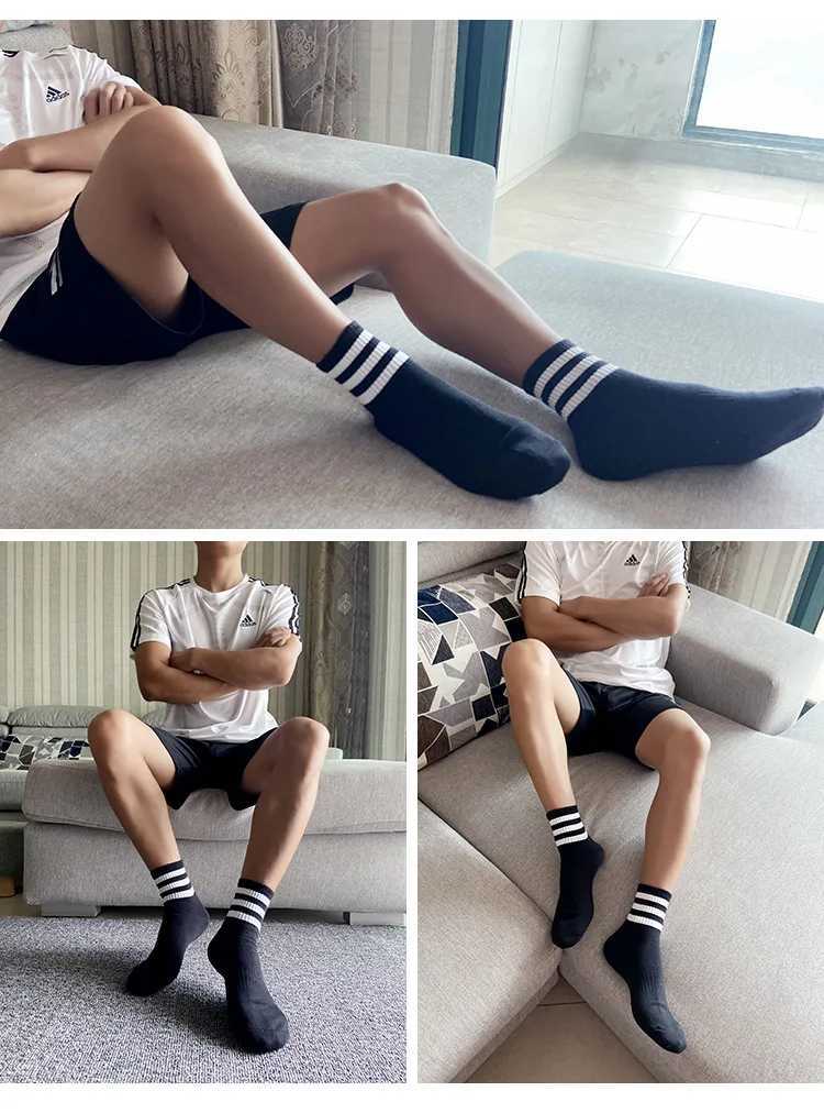 Mens mid-barrel striped cotton breathable sports basketball socks womens white skateboard Harajuku socks X250319