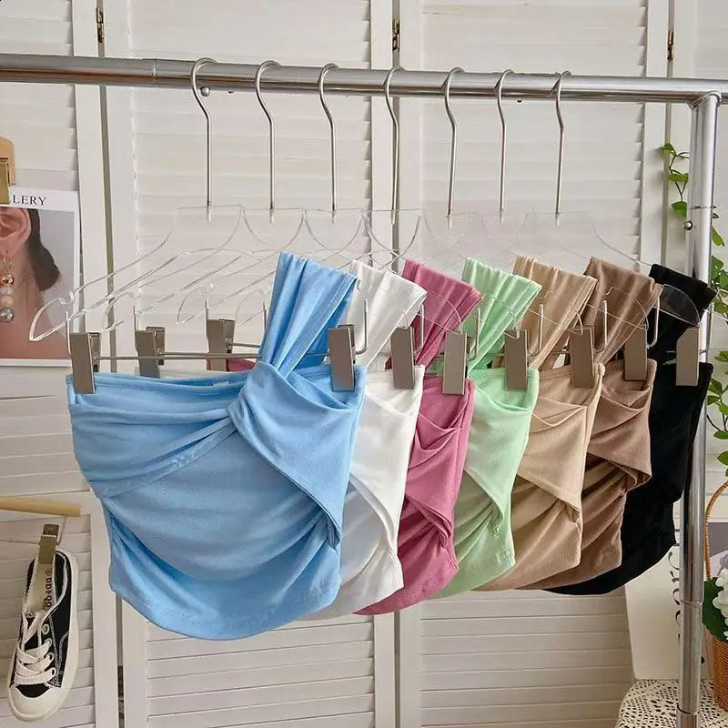 Colorful Y2K Spicy Girls Crop Top One Shoulder Sleeveless In Ladys sweet Vest Korean Casual Chic Camisole Streetwear 250319