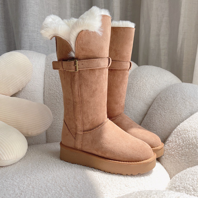 Womens long tube snow boots big head comfortable winter boots womens thick warm cotton shoes 241007