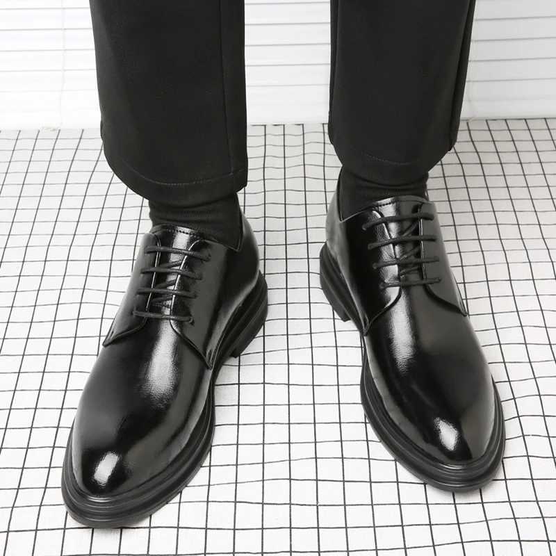 Elevator shoes mens dress shoes 3/6/8cm mens formal shoes winter/spring classic business luxury mens Oxford shoe set shoesXJ250319