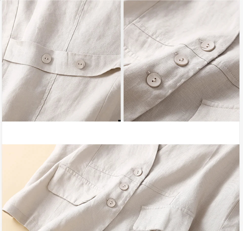 TingYili cotton linen sleeveless jacket summer Vneck white khaki green black vest Korean style cardigan 250319