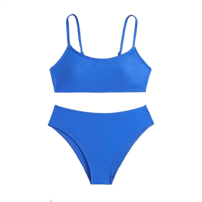 8-14 Years Teenager Bathing Suit Beachwear Children Girls Solid Color Bikini Set t Kids Swimwear Swimsuit 250319