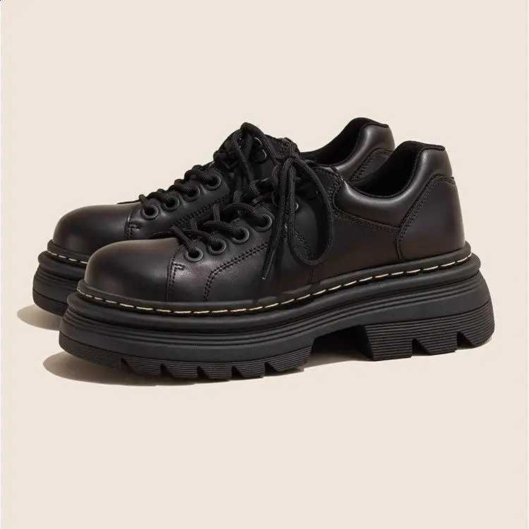 Womens Derby Shoes Autumn British Style Womens Shoes with Fur Round Toe Platform Casual Sports Shoes Leather Autumn PrXJ250319