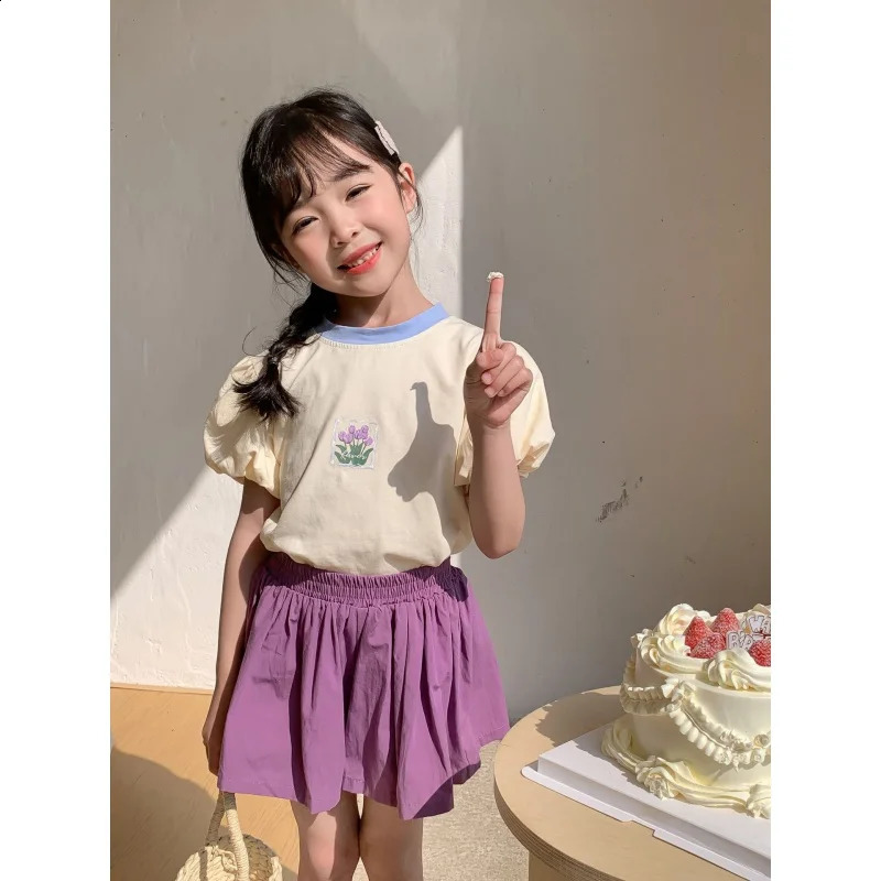 XTY-Girls Short Culottes Summer Western Style Childrens Summer Clothing Girl Outerwear Baby Loose Thin Children Short Pants Fas 250319