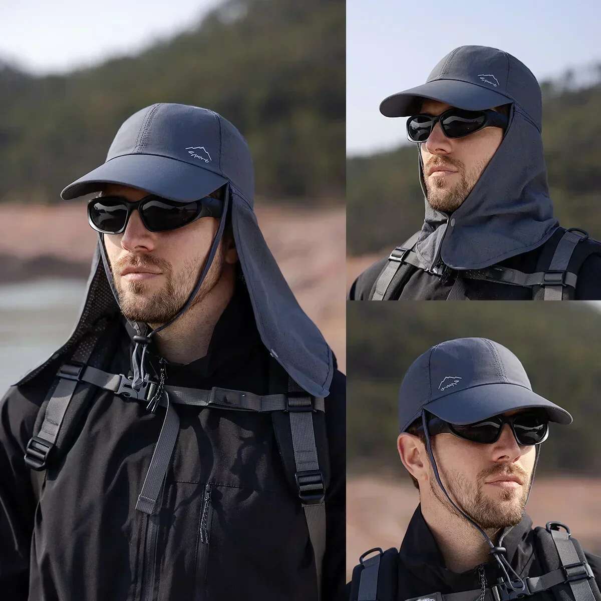 Men Summer Fishing Protection Baseball Quick Drying Waterproof Detachable Sun Cap Shawl Women Outdoor Bicycle Visor Nasi